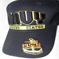 HAT NAVY EMBROIDERED BLACK BALL CAP