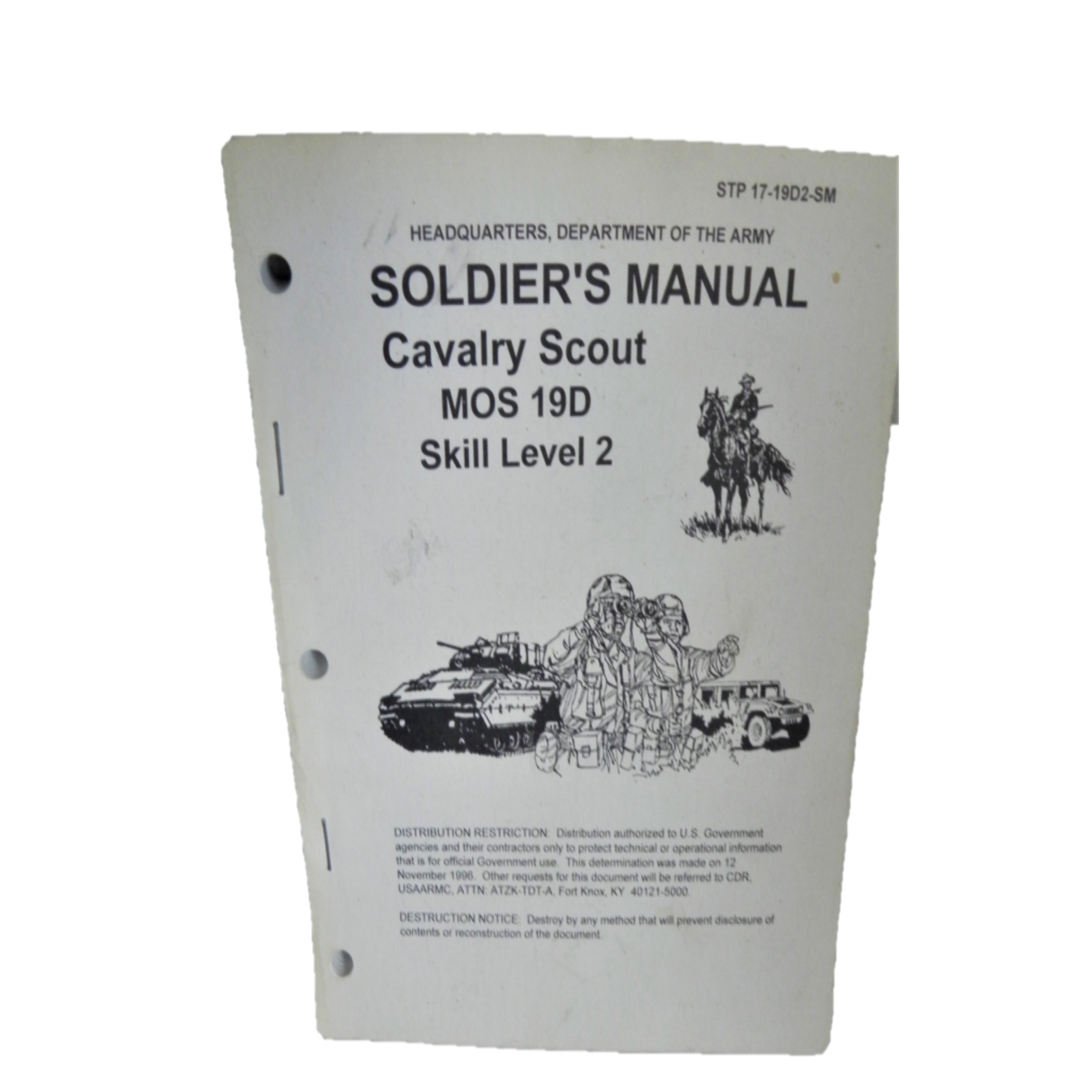 MILITARY BOOK SOLDIER'S MANUAL CALVARY SCOUT STP 17-19D2-SM MOS 19D SK ...